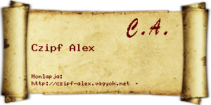 Czipf Alex névjegykártya